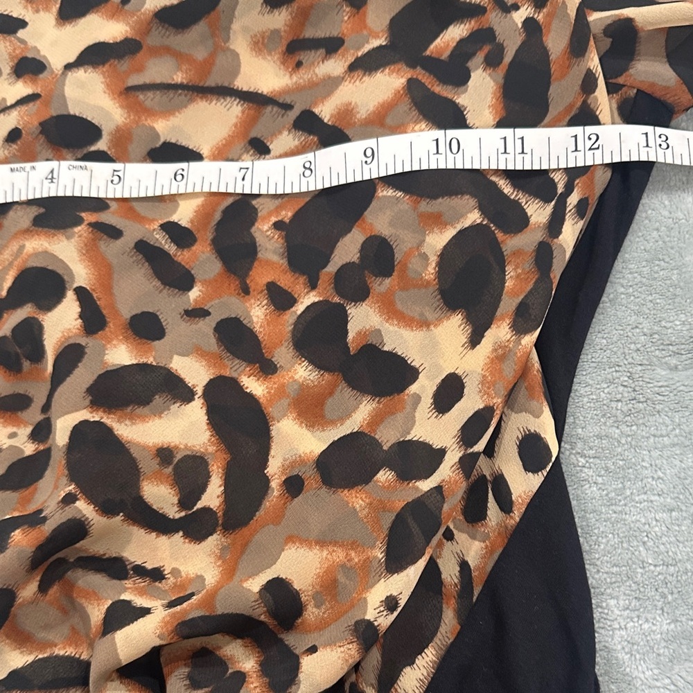 bebe Leopard Print Cowl-Front Long Sleeve Bodysuit - Brown/Black size XXS - Picture 9 of 12